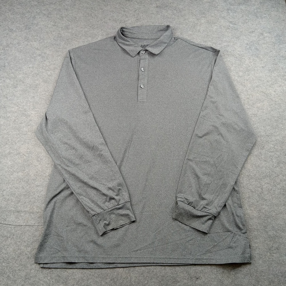 MIER Polo Shirt Mens XL Gray‎ Long Sleeve The Mier Polo Performance Stretch Top